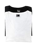 Felina Slub-Jersey-T-Shirt mit V-Ausschnitt, kurzärmelig, 2er-Pack, Schwarz Weiß, M