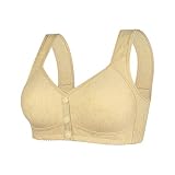 Yuiopmo Damen Komfort BH, Nahtloser Lace Bra Gepolstert Ohne Bügel Button Down Bustier Weich Seamless Frontknopf Spitze Bralette Große Größen Vollschalen Push Up Soft Schlaf BH (42)