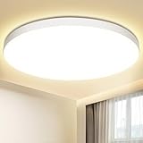 Deckenlampe LED Deckenleuchte Flach Ø28cm 24W,4000K, LED Lampen 2000LM, IP44 Wasserfest Rund Wohnzimmerlampe Decke Schlafzimmer Modern Schlicht Ultra Dünn für Badezimmer/Wohnzimmer/Balkon/Keller/F
