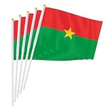 PTEROSAUR Burkina Faso Handflagge, 14 x 21 cm, Burkina Faso Nationalflaggen, kleine Flaggen, Welt-afrikanische Länder, Handschlag, winkende Flagge, 50 Stück