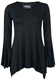 Gothicana by EMP Damen schwarzes Langarmshirt mit Trompetenärmeln XL