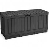 Koll Living Gartenbox Kentwood 350 Liter Stauraum anthrazit - kompakte Aufbewahrungsbox mit viel Platz für Sitzauflagen, Gartengeräte oder Kinderspielzeug - hält den Inhalt trocken & gut belü