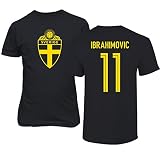 Emprime Baski Ibrahimovic Schweden Fußball Zlatan #11 Fußballtrikot-Stil Shirt Herren Jugend T-Shirt (Schwarz, YXL)