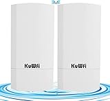 KuWFi WLAN Bridge Outdoor, 300Mbps Wireless Bridges,1KM Indoor/Outdoor Point to Point WiFi Bridges, IP65 wasserdichte PtP Internet-Bridge für Kamera/Garten/Laden/Lagerhaus/Starlink-Netzwerk