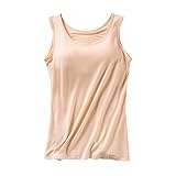 Generisch Damen Hemd Kurzarm Brustpolster Yoga Bottom Shirt Damen Weste Bluse Elegant Und Festlich (Beige, S)