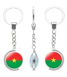 vmcoatdu Schlüsselanhänger mit Nationalflagge, doppelseitig, drehbar, Geschenk für Männer und Frauen, Edelstahl, Glas, Der Burkina Faso, Einheitsgröß