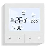 Beok Thermostat Fussbodenheizung Wasser, Thermostate Heizung Digital Raumthermostat Fußbodenheizung 230v Wandthermostat Heizungsthermostat Temperaturregler TDS72-WP Weiß Non-WiF