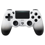 ECHTPower Wireless Controller für PS-4, LED Game Controller Kompatibel mit PS-4/Slim/Pro/PC, 600mAh Gamepad mit Dual Vibration, Touchpad, 6-Achsen, Kopfhöreranschluss, Screenshot-Weiß