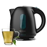 Cecotec Wasserkocher - 1L Kapazität - Thermosense 140 Black. 2200W, schnelles Erhitzen, Anti-Kalk-Filter, BPA-frei und frei von anderen Schadstoffen, 360º drehbare Basis, kabelloses Gefäß