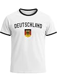 Klassisches Herren WM-Shirt Deutschland Flagge Retro Trikot-Look Fan-Shirt Weiss-schwarz L