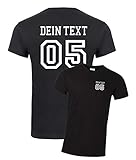 Herren T-Shirt mit Wunschname und Zahl Bedrucken - Selbst Gestalten mit Wunschtext - Ökotex-100 Zertifiziert - Schwarz L
