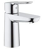 GROHE BauEdge, Waschtischarmatur, wassersparend (Wasserhahn für das Bad, 15cm hoch, mit Keramikkartusche, einfache Installation am Waschbecken), chrom, 23330000