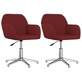 GHVBNMF Esszimmerstühle 2er Set Drehbar Weinrot Stoff Polsterstühle mit Armlehne Höhenverstellbar Küchenstühle 360 Grad Drehstuhl Modern für Esszimmer Wohnzimmer Arb