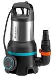 Gardena Schmutzwasser-Tauchpumpe 25000: Tauchpumpe mit Fördermenge 25.000 l/h, Schwimmschalter mit Dauerlauffunktion, Schmutzpartikel bis zu 38 mm, Schnellkupplungssystem, 1.100 W (9046-20)