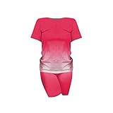 Zweiteiler Damen 3 tlg Fitness Set Sport-BH mit Crop-Top und Shorts Nahtlose Yoga Kleidung Fitness Workout Outfit Frauen Slim Fit Sommer Biker Activewear Laufanzug Trainingsanzüge 2 Stück Sportanzüg