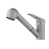 Auralum Wasserhahn Küche, Küchenarmatur Granit mit Brause Ausziehbar, Hochdruck Armatur Küche Mischbatterie mit 2 Strahlarten, 360° schwenkbare Spültischarmatur, G