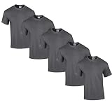 Gildan 5 Stück Heavy Cotton T-Shirt Herren Shirt S - 3XL Schwarz WeiÃŸ (L, DarkHeather)