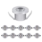 MRDEER 10 Stück Led Spot, 1W mini Einbauleuchten, 12V 3000K Einbaustrahler, FürKüche Wohnzimmer schranklicht vitrinen treppenstufen beleuchtung, Silb
