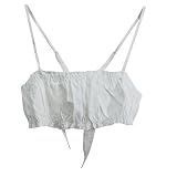 Amazhiyu Crop-Top für Damen, 100 % Leinen, Sommer, lässig, mit Schnürung am Rücken, offener Rücken, Weiss/opulenter Garten, XX-Larg