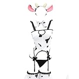 JasmyGirls Damen Sexy Maid Cosplay Dessous Pelz Milchkuh Kostüm Kawaii Anime Bikini Set Mini Leopard BH und Höschen O