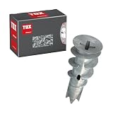 TOX Plasterboard dowel, zweilagige Gipskartonplatten + Gipsfaserplatten, ohne Vorbohren in Gipskarton, 50 Stück im Karton, 068100021 Gipskartondübel Spiral Plus 37, 32 mm, Grau, 4,5 x 32