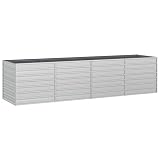 vidaXL Garten Hochbeet Pflanzkasten Pflanzbeet Gemüsebeet Blumenbeet Blumenkasten Frühbeet Gartenbeet Blumenkübel Pflanzkübel 320x80x77cm Verzinkter Stahl Silb
