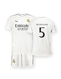 Real Madrid Home Kit Trikot und Shorts Saison 24/25, Bellingham, 14 Years, Replik Shirt Mit Offizieller L