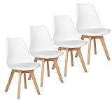 EGGREE Esszimmerstühle 4er Set mit Eichenbeinen Holz SGS geprüft, stühle Skandinavisch Design modern Gepolsterter Küchenstühle esszimmer Stuhl Holz Weiß