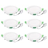 GLOKUUCA LED Einbauleuchten, 7W Dimmbar LED Spots 230V Deckenstrahler mit 68–78 mm Einbaudurchmesser, Warmweiß 3000K Neutralweiß 4000K Kaltweiß 6500K für Küche und Badezimmer, 6er S