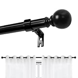 Joydeco Gardinenstangen für Fenster 66 bis 120 (3 m), verstellbar, 2,5 cm, schwarz, robuste Gardinenstangen für Gardinenstange, Outdoor-Gardinenstange mit Halterung, Schwarz, 81,3 cm - 304,8