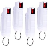 4 Stück Pfefferspray Schlüsselanhänger, 20ml Pfefferspray Selbstverteidigung Mit Schlüsselring, Pfefferspray & Ko-Spray, Leichter Bedienen Verteidigungs Waffen für Frauen, Kinder, Männer (Weiß)