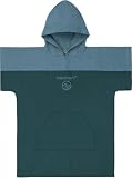 Kinder Badeponcho aus Waffelpique 100% Bambusviskose - Handtuch-Poncho mit Kapuze leicht und kompakt - Surfer Poncho in Europa hergestellt Farbe Petrol Größe 10-13 J