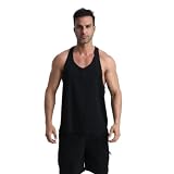 Sportshirt Herren Sport Elastizität Tankshirt Herren Lose Draussen Running Tank Top Herren Atmungsaktiv Einfarbig Dünn Aushöhlen Ärmellos T-Shirt Herren C-Black M