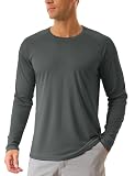 TACVASEN Herren Sonnenschutz Langarm Herrenshirts Joggingshirts Sport Lange T-Shirts Sommershirts, Dunkelgrau, L