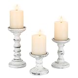 Kerzenständer Holz Kerzenhalter Vintage Deko: Candeldo 3 Stück Kerzenhalter Stumpenkerzen Wohnzimmer Tischdeko Groß Kerzenständer Dekoration Esstisch Weihnachten (schwarz + weiß)
