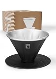 LAMBDA COFFEE® Kaffeefilter 'Sierra' Schwarz I Pour Over Kaffeebereiter klein I Größe: V01 I Kaffeefilter Wiederverwendbar Edelstahl I Kaffee Camping I Für Filter Kaffee I inkl. Karab