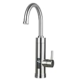 Wasserhahn Küche Edelstahl Elektrische Küchenarmatur, 220V 3000W Sofortiger Warm Spültischarmatur, LED Temperaturanzeige Smart Heater Armatur Durchlauferhitzer Warmw