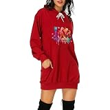 Winterpulli Damen Sale, Damen Sale Angebote Kleidung, Kapuzenpulli Damen Sweatshirt Lässiges Damen Sweatshirtkleid Mit Taschen Liebesbrief Aufdruck Und Kapuze Oversized Hoodie Damen, Tages D