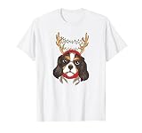 Cavalier King Charles Spaniel Rentier Hund Dog Weihnachten T-S
