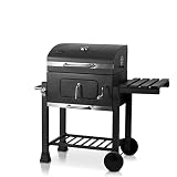 ACTIVA Holzkohlegrill Angular Guss inkl. Gusseisenrost I Holzkohlegrill mit Deckel, verstellbarer Kohlewanne & Thermometer I Grillwagen für ein gelungenes Barb