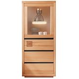 Hochkommode 65 cm breit Highboard Kommode Vitrinenschrank Wohnwimmerschrank Schrank Wohnzimmermöbel Buche massiv geö