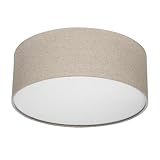 REV LED Deckenleuchte - Deckenlampe Schlafzimmer, Wohnzimmer & Küche rund 30cm mit Stoff-Lampenschirm im Vintage-Look, taup