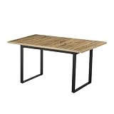 B&D home Esstisch Anna, ausziehbar 120-160 x80 cm 4-6 Personen Küchentisch Holztisch mit Kufengestell schwarz für Küche, Esszimmer, skandinavisch Industrial Design, Eiche Optik, 11202-US-EID