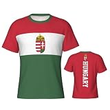 Ungarn Flagge T-Shirt Herren Damen, Trikot, Kurzarm Polyester,Fußball Tshirt Rundhalsausschnitt, Lässiges Basic-T-S