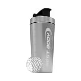 Best Body Nutrition Edelstahl Eiweiß Protein Shaker mit integrierten Sieb und Spiralball - Silber, 1 Stück (1er Pack)
