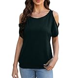 Einfarbig Loose Fit T-Shirts Für Damen Lässige Rundkragen Tshirt Kurzarm Leichtgewichtig Shirt White Top Batik Basic Langarmshirt T Gelb Rundhals Gelbes Flammg