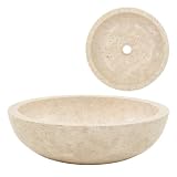 vidaXL Waschbecken Aufsatzwaschbecken Waschtisch Waschplatz Handwaschbecken Waschschale Aufsatzbecken Becken Badezimmer 40x12cm Marmor Creme N