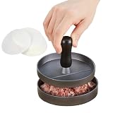 Sghtil Burger-Pastetenform, Hamburger-Pastetenform, antihaftbeschichtet, mit runden Formen, abnehmbarer Griff mit 100 Blatt geöltem Papier, ideal fü