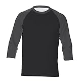 Herren 3/4 Ärmel Baseball Shirt Casual Shirts T Raglan (Dark Gray, M)
