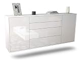 Dekati Sideboard Bridgeport hängend (180x77x35cm) Korpus Weiss matt - Front Hochglanz Weiß - Push to Open - L